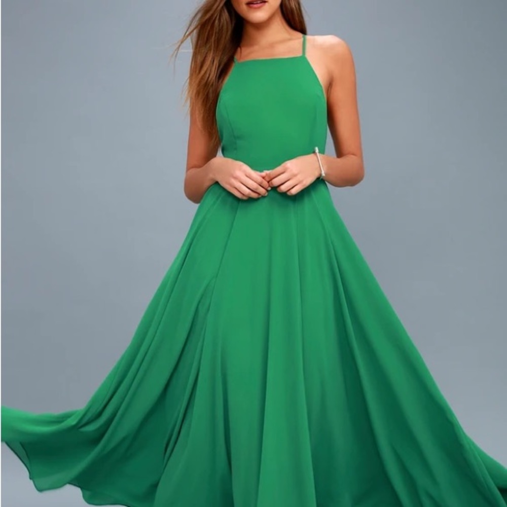 Lulu’s Mythical Kind of Love Green Maxi Dress - M